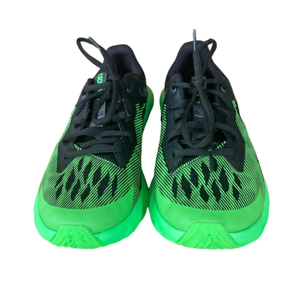 Under Armour UA Charged Scramjet 3 Black Laser Green/Black Youth Sneakers Sz 7Y